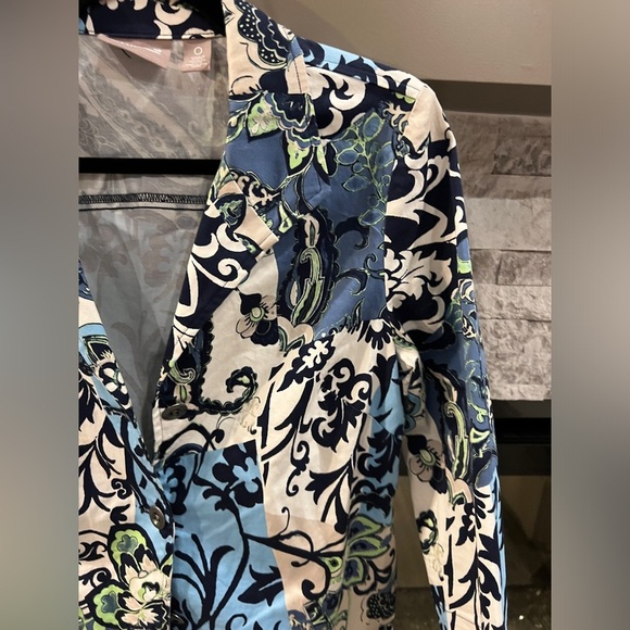 Chico's size 0 Cotton blend floral summer spring light jacket - Picture 9 of 13